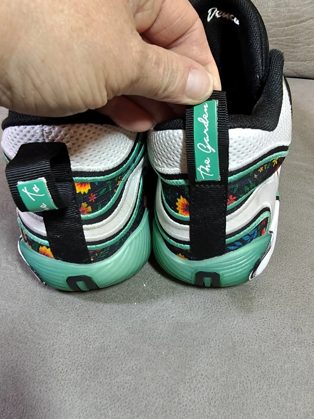 Jordan Men’s White & Green Athletic Basketball Sneakers with Black Accents